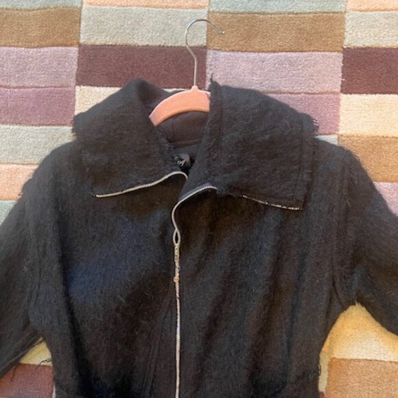 Black, Asymmetrical Coat by LA Designer - Sterling Capricio, Size 6-8 - Picture 3 of 15